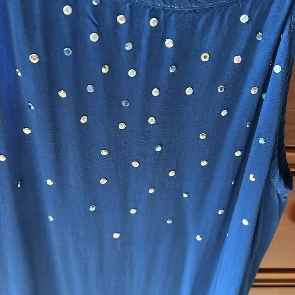 Justice girls 4th of July dress! Blue/white w/ blue/silver sparkly gems, size 16 - Picture 9 of 9